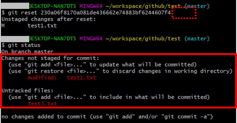 git reset --mixed(1)